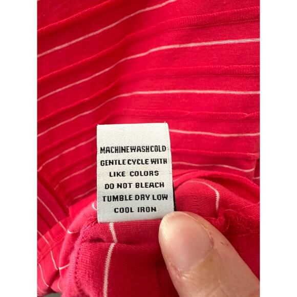 HABITAT | Hot Pink Striped Asymmetrical Knit Shirt Top | Medium - Picture 7 of 7